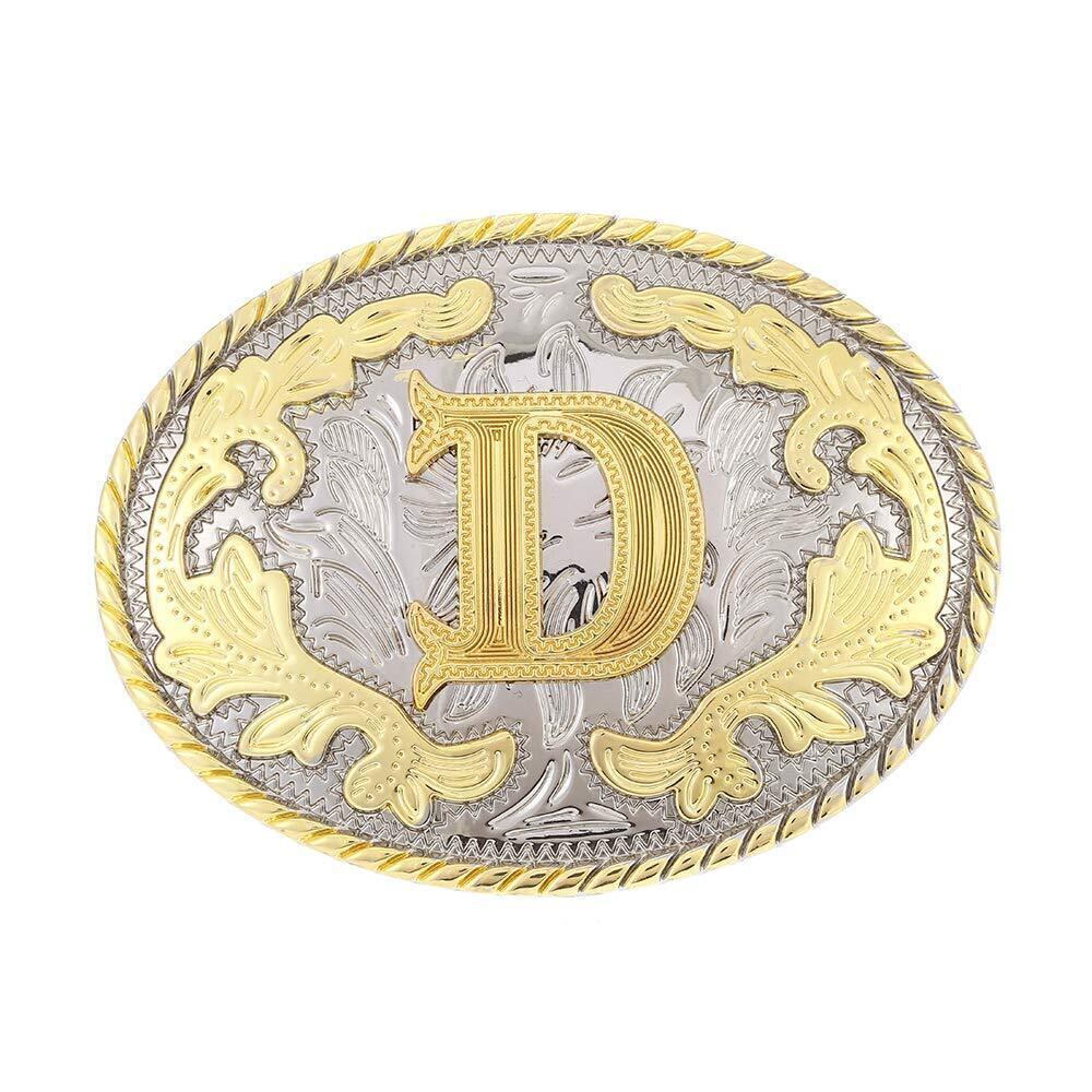 1256 Western Belt Buckle Initial Letters ABCDEFG to Y-Cowboy Rodeo Gold